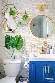 Bathrooms remodel small bathroom bathroom organization hacks bathroom makeover apartment decor bathroom space bathroom decor rv bathroom ikea hack. Small Bathroom Remodel Grey Blue With Brushed Gold Accents