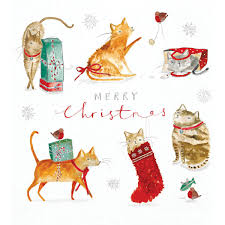Festive greeting cards, photo cards & more. Woodmansterne Festive Cats Christmas Cards Pack Of 5 At John Lewis Partners