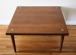 Squared off design with pull out drawer and finished backside. American By Martinsville Coffee And Side End Tables Picked Vintage
