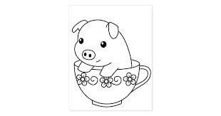 Color pictures, email pictures, and more with these occupations coloring pages. Cute Piglet Pig In A Teacup Coloring Page Rubber Stamp Zazzle Com
