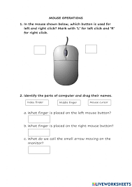 Colouring worksheet parts of computer. Computer Mouse Exercise