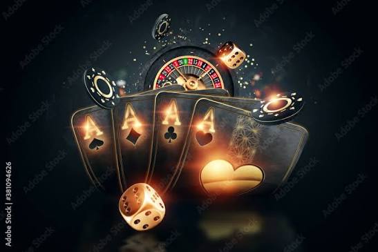 Photography Poster Creative poker template, background design with golden playing cards and poker chips on a dark background | Wall Art | Abposters.com