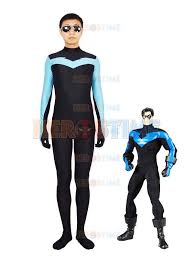 Black And White Superhero Suit Light Blue Black Spandex Nightwing Superhero Costume Super Hero Costumes Nightwing Costumes Superhero
