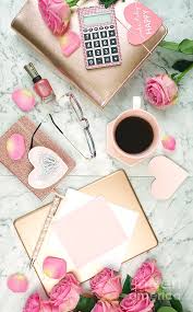 Coach perry rose gold bracelet watch. Ultra Feminine Pink Desk Workspace With Rose Gold Accessories Flatlay Photograph By Milleflore Images