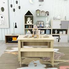 Modern Dining Table And 2 Bench Set Wooden Children Kids Play Table Chairs Set 710731227330 Ebay Modern Dining Table Retro Dining Table Play Table Chairs