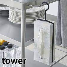 楽天市場 ペーパーボックスフック タワー tower シリコン 4336 4337 ホワイト ブラック 壁掛け ティッシュボックスカバー ティッシュケース 吊り下げ シンプル おしゃれ モノトーン キッチンペーパーボックス キッチン リビング 車 山崎実業 yamazaki carro デザイン