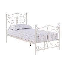 A standard iron bed frame consists of the head, foot, side rails, and may include other additional parts, such as support rails or slats. Firenze Single Metal Bed Frame With Crystal Knobs Metal Beds Fads