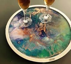 The tray is in rectangular shape, it use hotel bathroom, coffee, bar, restaurant. Poured Resin Serving Tray
