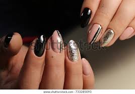 Design Black Beige Nails Abstraction Foto De Stock Editar Ahora 733285093