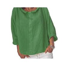 womens linen 3 4 sleeve baggy plus size t shirts