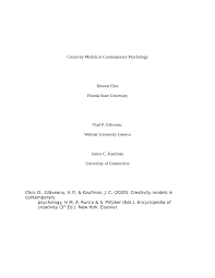 I recently moved to florida and would like to explore tho opportunities i might. Pdf Creativity Models In Contemporary Psychology In Encyclopedia Of Creativity 3rd Edition