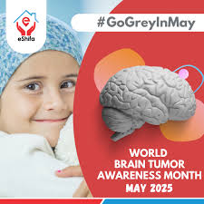 World Brain Tumor Awareness Month. This May, we #GoGreyInMay to honor the  strength, courage, and resilience of those affected by brain tumors. Let's  spread awareness, support research, and stand by the fighters,