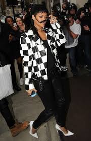 Black And White Checkered Leather Jacket Rihana Best Of Rihanna Rihanna Rihanna Fenty