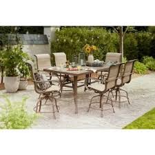 Home Decorators Collection Sun Valley 7 Piece Aluminum Outdoor Patio Bar Height Dining Set With Sunbrella Sling 521 0441 000 The Home Depot In 2020 Outdoor Patio Bar Patio Dining Set Patio Dining Furniture