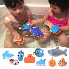 Disney pixar finding nemo real 4 qty swimming pool or bath toy 4 (party favor)! 8 Pcs Set Baby Bath Toys Finding Nemo Dory Fish Float Spray Water Squeeze Toys Soft Rubber Bathroom Play Animals Bath Figure Toy Bath Toy Aliexpress
