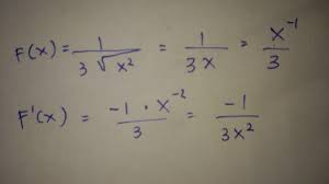 Kita ubah dulu bentuk f(x) sehingga lebih mudah untuk diturunkan. Turunan Pertama Dari Fx 1 Per 3 Dari Akar X Pangkat 2 Terhadap Dx Brainly Co Id