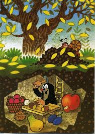 Krtek Podzim Autumn Illustration Kinder Maulwurf Maus Elefant