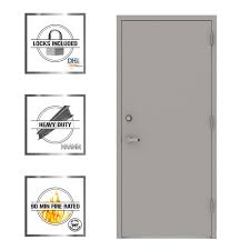 L I F Industries 36 In X 80 In Gray Flush Left Hand Security Steel Prehung Commercial Door With Welded Frame