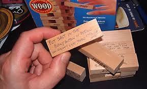 Write rules on the jenga blocks: Jenga Drinking Game My Cool Team