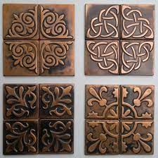 Copper Kitchen Backsplash Set Of 4 Tiles Rustic Modern Copper Metal Wall Art Brown Home Decor Accent Tiles Patina In 2021 Copper Decor Copper Kitchen Backsplash Metal Wall Art