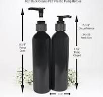 8 Oz Pump Bottles, Set of 3 Black Plastic Bottles, Shampoo ...
