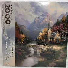 Thomas kinkade studios captures the timeless magic of classic disney stories and their captivating characters through the style of narrative panoramas. Spingbok Puzzle Thomas Kinkade Mountain Chapel 2000 Pieces New Sealed Springbok Mountain Chapel Thomas Kinkade Jigsaw Puzzles