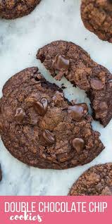 These Double Chocolate Chip Cookies Are Made With Melted Chocolate Whi Double Chocolate Chip Cookies Double Chocolate Chip Cookie Recipe Chocolate Chip Cookies