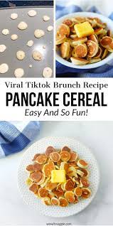 How To Easily Make Pancake Cereal Viral Tiktok Trend Recipe Interesting Food Recipes Recipes Breakfast Brunch Recipes