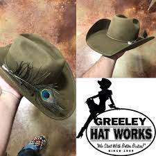 Greeley Hat Works Beaver Blend In Sage With Matching Double Welt And Peacock Feather Wear Your Hatitude Greeley Greeley Hat Works Western Hats Custom Hats