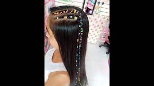 Trenzas con hilo de colores.❤️Trenza juvenil con accesorios y perlas. Trenza  fácil! - YouTube