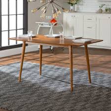 Walker Edison Furniture Company 60 In Mid Century Wood Dining Table Acorn Hdw60mcac The Home Depot Midcentury Modern Dining Table Dining Table In Kitchen Midcentury Modern Kitchen Table