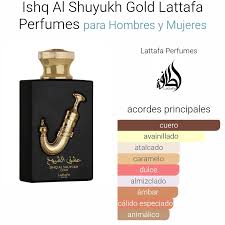 Ishq Al Shuyukh Gold de Lattafa Perfumes es una fragancia de la familia  olfativa &Aacute;mbar Vainilla para Hombres y Mujeres. Esta fragrancia es nueva.  Ishq Al Shuyukh Gold se lanz&oacute; en 2022.