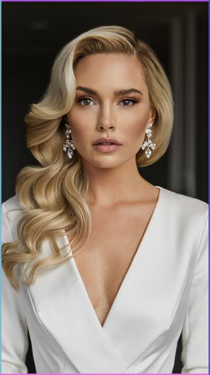 Wedding Hairstyles 2025: Hollywood Glam Waves with Side Part
