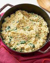 Recipe Creamy Spinach Parmesan Orzo Recipe Parmesan Orzo Recipes Side Dishes Easy