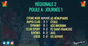 Calendrier complet 1 ere serie. Regionale 2 Les Resultats De La 1ere Journee Ligue Guadeloupeenne De Football
