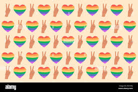 Rainbow hearts seamless pattern hi-res stock photography and images