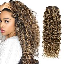 Each bundle is different in texture and wave pattern. Buy Hetto Curly Clip In Hair Extensions Remy Human Hair Blonde Highlights Brown Natural Curly Hair 100g 7pcs Double Weft Clip In Extensions Wavy Human Hair 12 Inch Online In Poland B07r322gqn