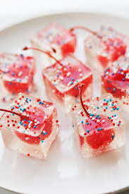 Recipe Including Course S Dessert And Ingredients Colored Sprinkles Gelatin Maraschino Cherries Syrup Vodka Jello Shot Recipes Jelly Shots Shot Recipes