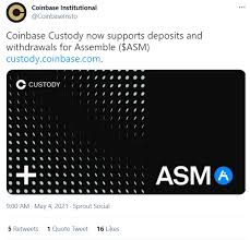 I've noticed the funds seem to deposit faster using this method than buying the bitcoin outright. Assemble Protocol Asm Is Now Supported On Coinbase Custody