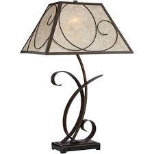 Regency hill farmhouse table lamps set of 2 with top dimmers open profile bronze fabric drum shade for living room bedroom target. Franklin Iron Works Rustic Farmhouse Table Lamp Scroll Brown Metal Light Mica Tapering Shade For Living Room Bedroom Nightstand Target