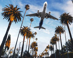 Image of plane flying over California