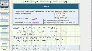 Interpret The Meaning Of The Y Intercept Given A Linear Equation Youtube
