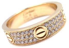 Authentic Cartier Love 18k Yellow Gold Diamond Paved Band Ring Size 63 Us 10 25 Pave Diamond Band Rings Ring Size