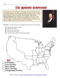 Talmadge's amendment also proposed that the children of enslaved people already in missouri (which were estimated at about 20,000) be set free at the age of 25. Missouri Compromise Map Analysis By Students Of History Tpt