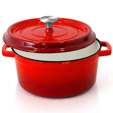 Always lift cookware to move to prevent scratching. Nutrichef Enameled Cast Iron Dutch Oven 5 Quart Kitchen Round Dutch Oven Stovetop Casserole Cookware Braising Pot Porcelain Enamel Coated Cast Iron Baking Pots W Self Basting Lid Red