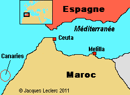 Villes fran?aises pr?s de l'espagne. Ceuta Ville Autonome De L Espagne