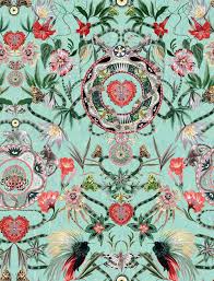 Matthew Williamson Birds Of Paradise Wallpaper The Matthew Williamson Mother Amazon Print In Mint Was Painted By Hand In The Studio Inspired By Psychedelic Tales Told By Tribesme Estampas Ilustracao Ideias