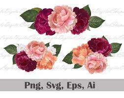 Download Burgundy Floral Clipart Rose Flower Png Svg Cream And Peach Etsy Rose Flower Png Flower Png Floral Watercolor