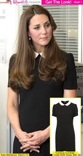 Kate Middleton Shows Off Her Baby Bump In A 92 Topshop Dress Top Shop Dress Black Dress White Collar Black Collared Dress