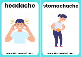 Vocabulary for common health problems, illnesses and symptoms is more easily understood and explained with the aid of images. Health And Sickness Flashcards Games4esl